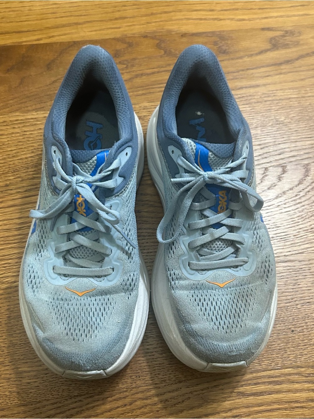 Hoka Kids Light Blue and Gray Sneakers with Yellow Accent - Picture 2 of 4